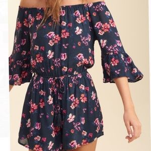 Hollister Navy Floral Romper